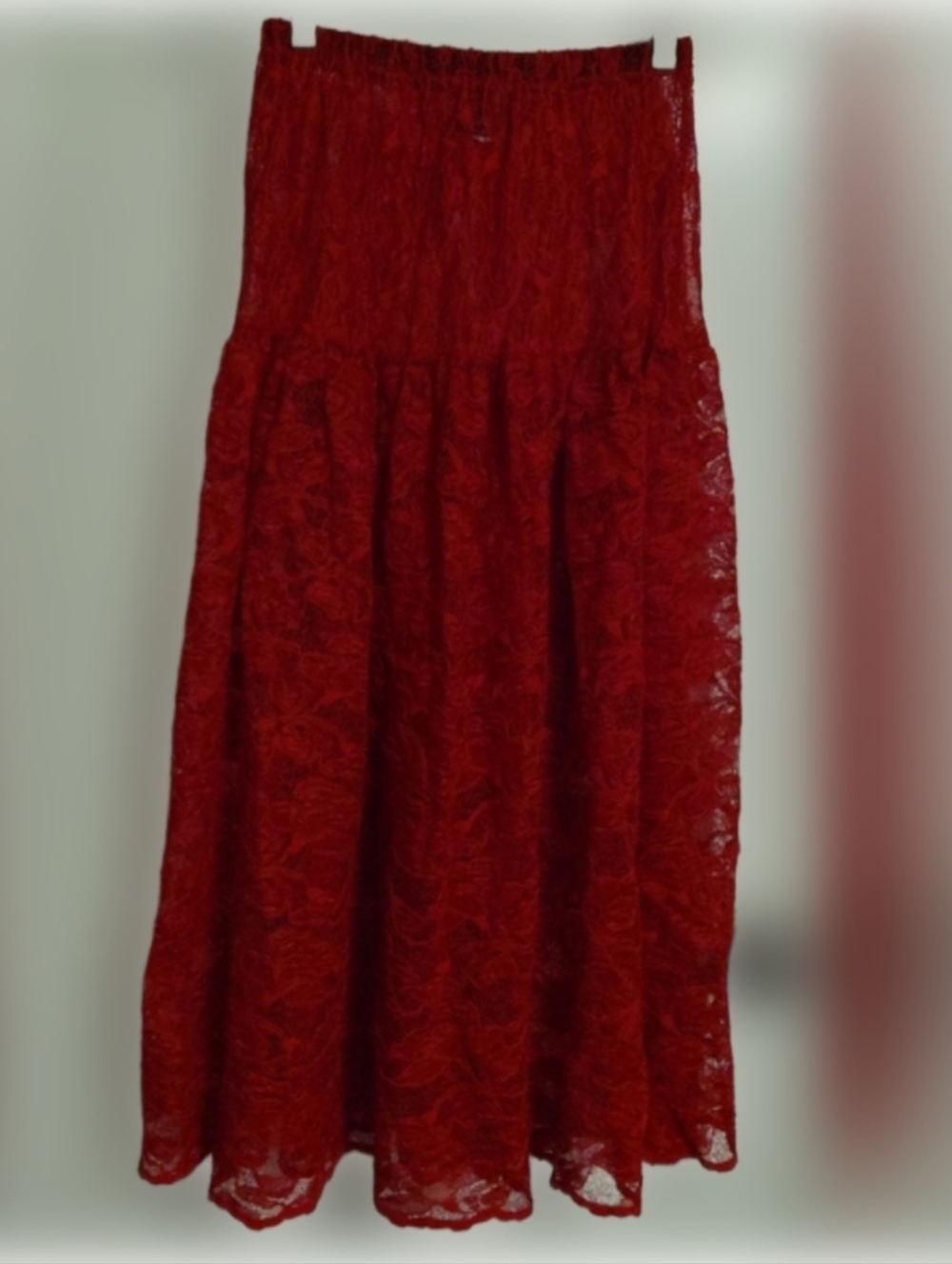 Vintage Sheer Red Lace Skirt Small EXTRA LONG Maxi Koala Blue 1990 RARE - Picture 10 of 10